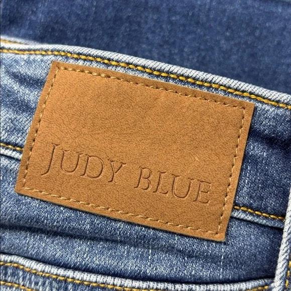 JUDY BLUE HIGH WAIST CONTRAST WASH THERMAL STRAIGHT - MEDIUM DARK jeans - Picture 3 of 9